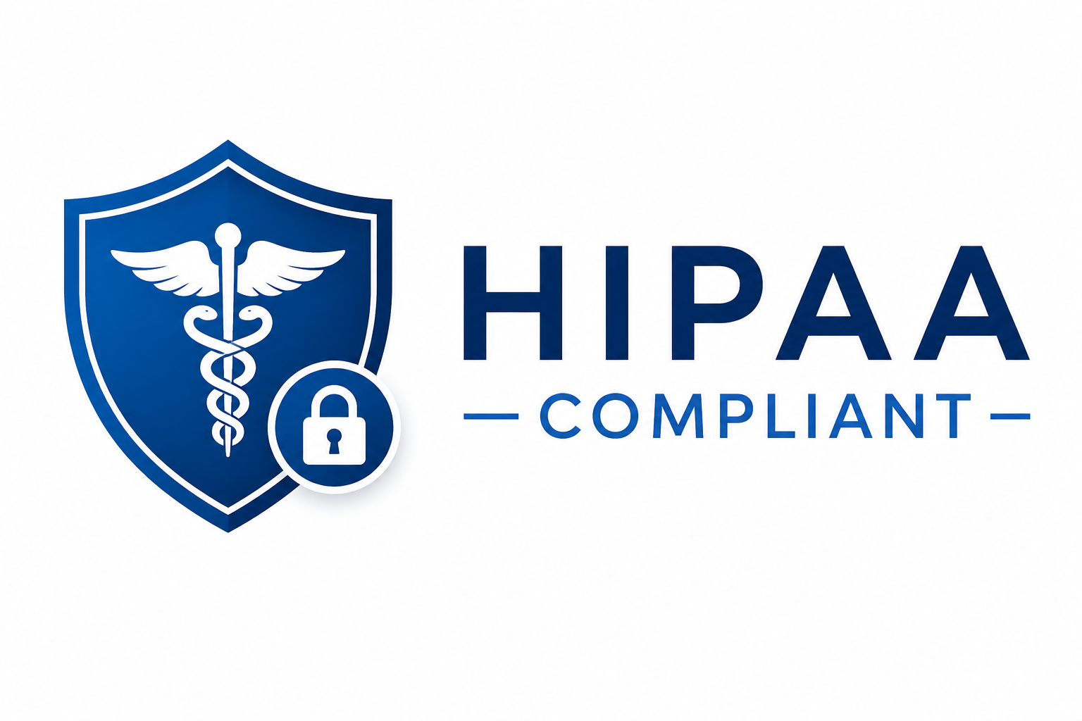 HIPAA compliant logo with caduceus and lock symbol